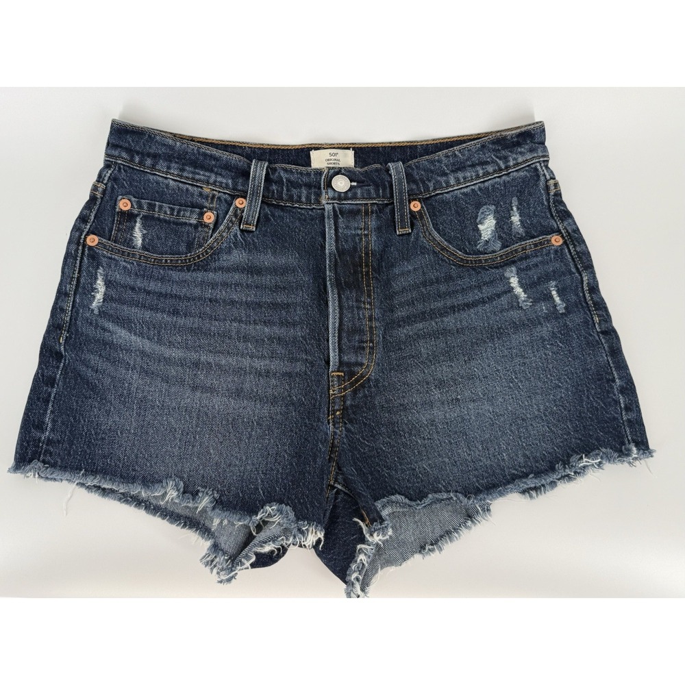 Levi's Women's 501 Shorts Button Fly Cotton High-Rise Cut Dark Denim Size 29